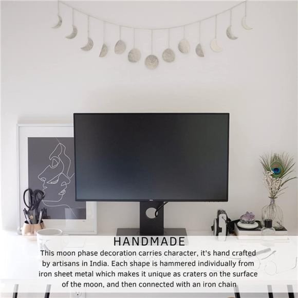 Moon Phase Wall Hanging Hammered Silver Metal 13 Moons 36" Garland Phases Decor - Picture 5 of 6